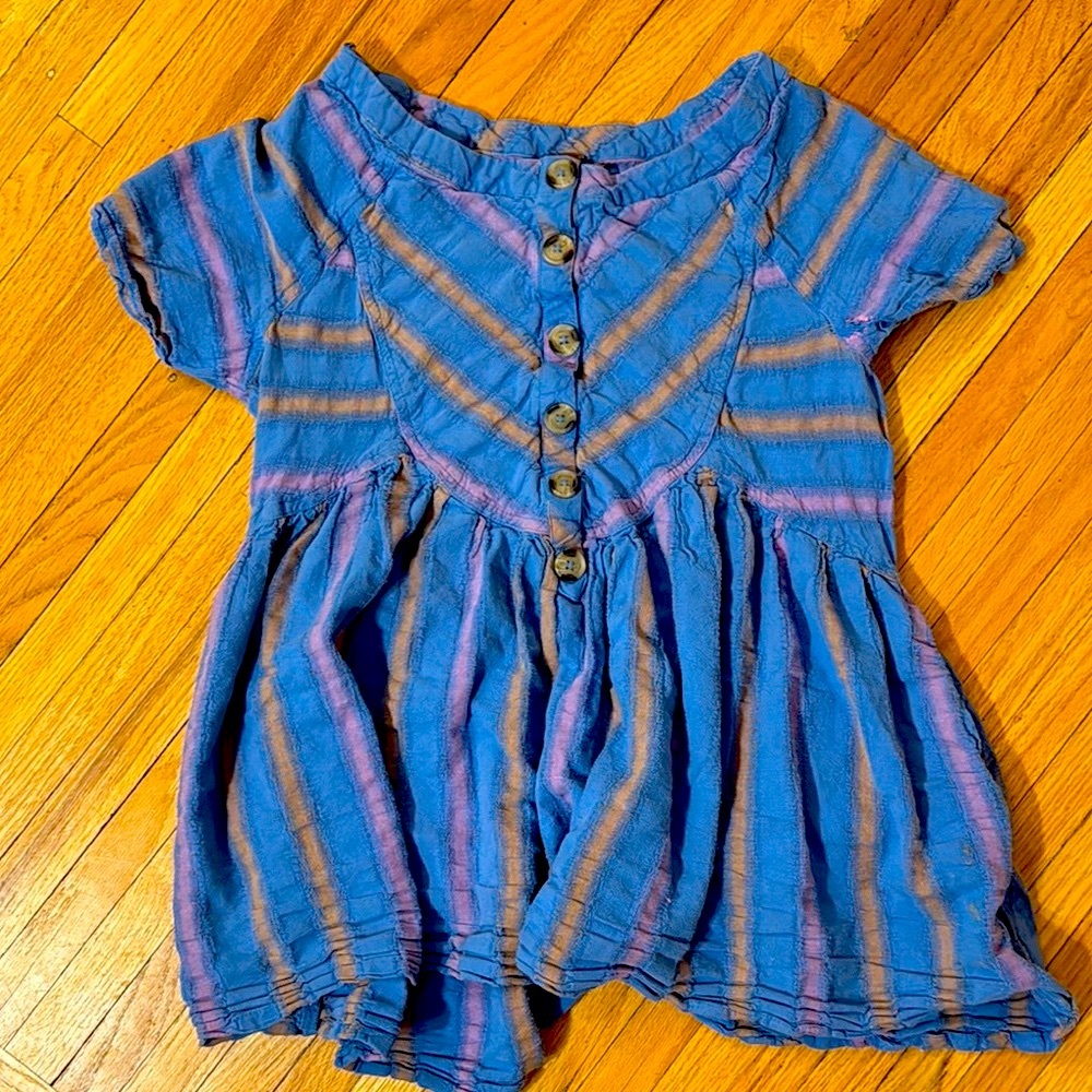 Free People Blue and Pink mini dress/Tunic Top